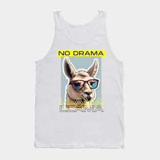 No Drama Llama Funky Alpaca with Sunglasses Yellow Black Tank Top